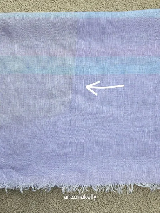Linen Scarf With Faded Spot/Discoloration Blue & Lavender - Picture 8 of 9
